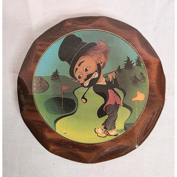 Vtg Wooden Red Skelton Collector Hanging "Freddie on the Green" 5 1/2" Diameter - Picture 1 of 4